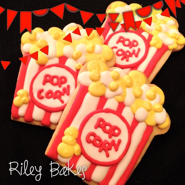 popcorn cookies with royal icing riley bakes