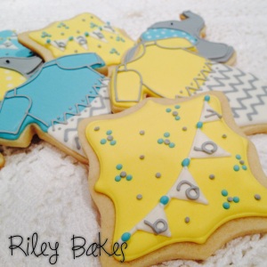 gender neutral baby shower onesies and elephants themed royal icing cookies riley bakes