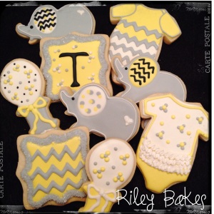 grey and yellow chevron baby shower cookies riley bakes
