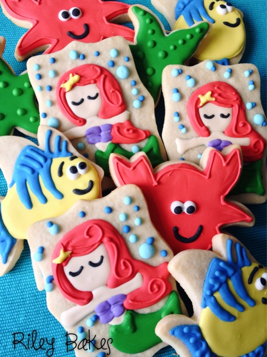 little mermaid royal icing cookies riley bakes